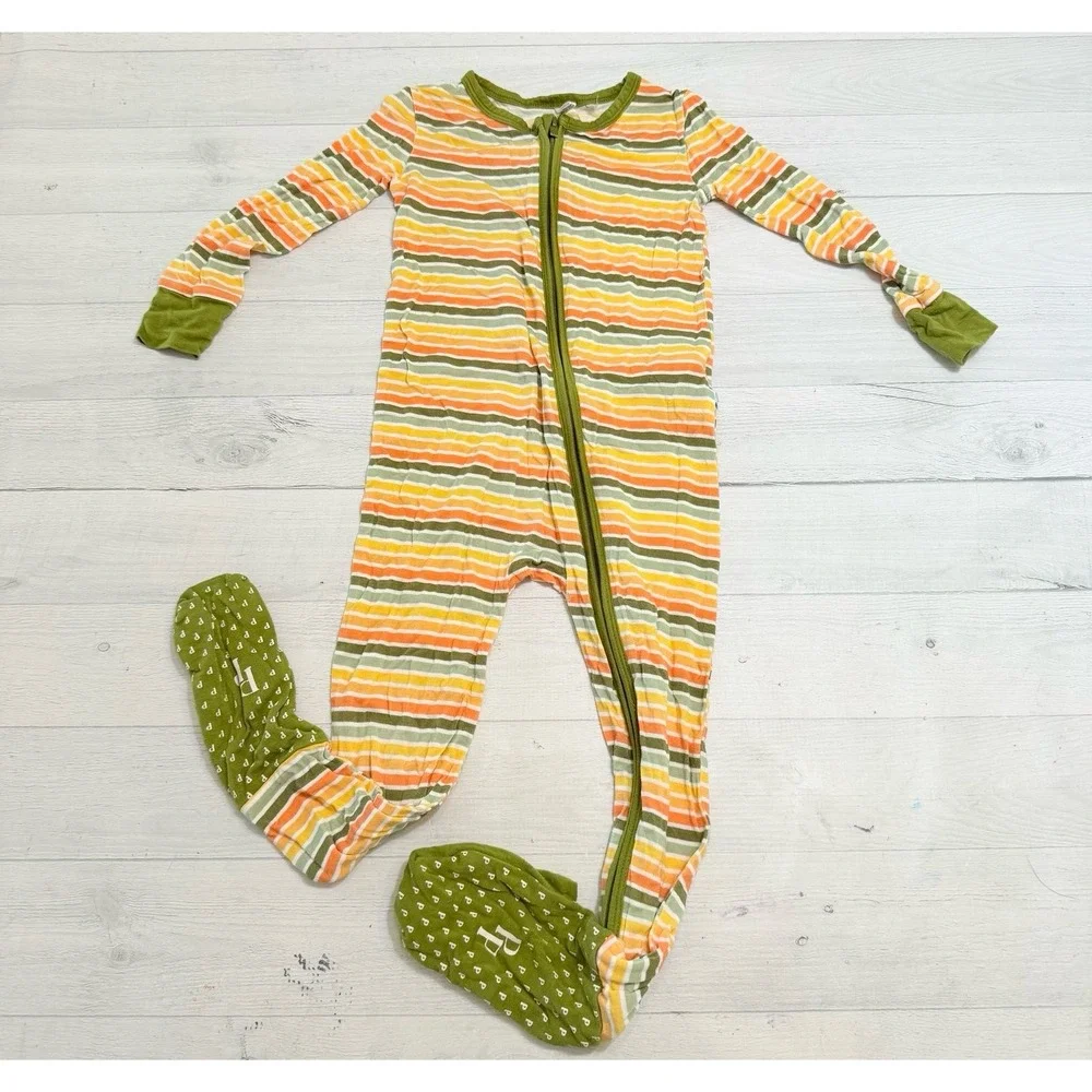 Posh Peanut toddler one piece footed sleeper‎ stripes *PLAY* 3T